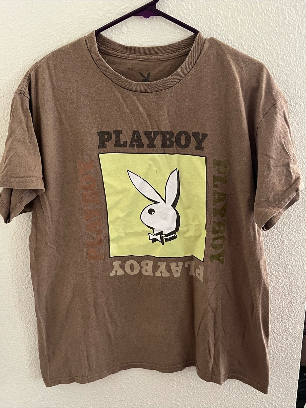 Playboy Graphic Tee in Brown with Yellow Accent